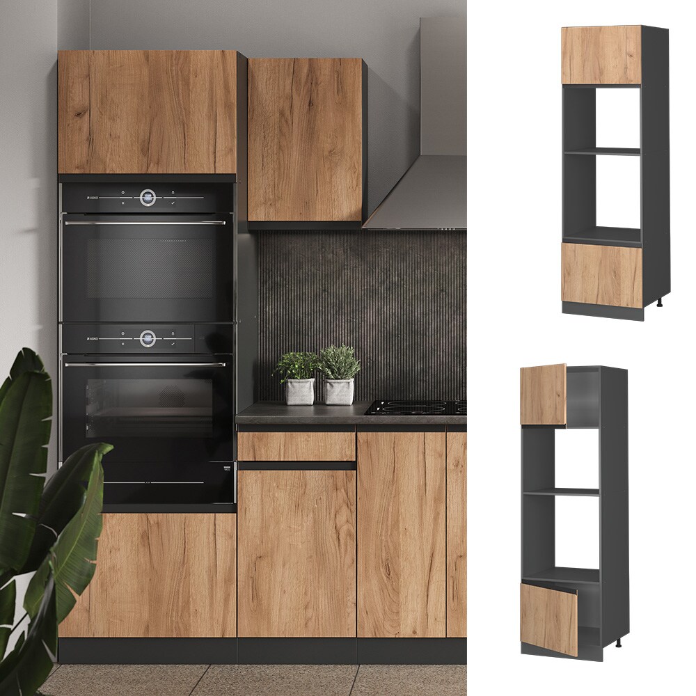 Vicco Mikrowellenschrank Küchenschrank Küchenmöbel R-Line J-Shape Anthrazit Eiche 60 cm modern