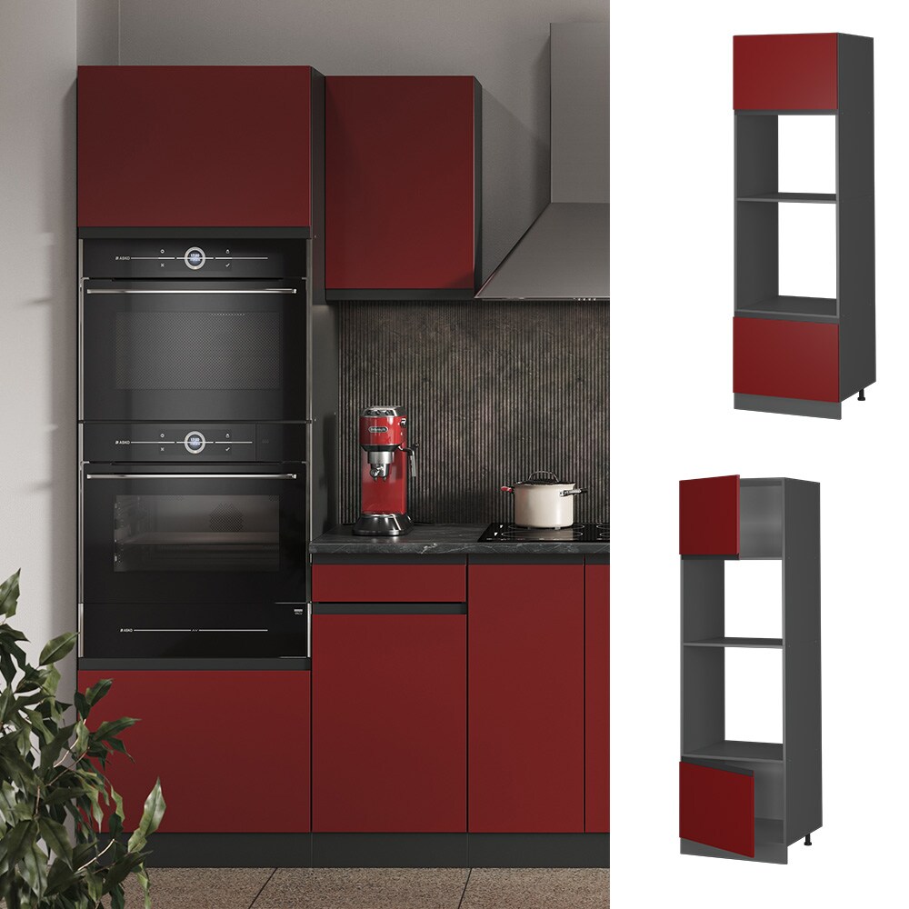 Vicco Mikrowellenschrank K&uuml;chenschrank K&uuml;chenm&ouml;bel R-Line J-Shape Anthrazit Rot 60 cm modern - Bild 1