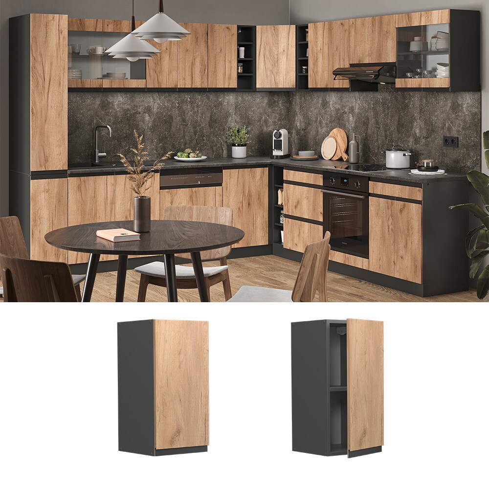 Vicco H&auml;ngeschrank K&uuml;chenschrank K&uuml;chenm&ouml;bel R-Line J-Shape Anthrazit Eiche 30 cm modern - Bild 1