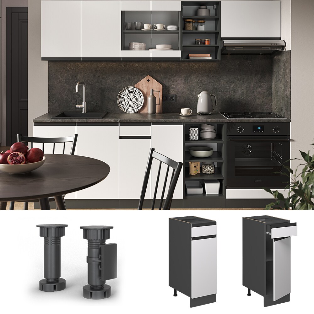 Vicco Schubunterschrank K&uuml;chenschrank K&uuml;chenm&ouml;bel R-Line J-Shape Anthrazit Wei&szlig; 30 cm modern - Bild 1