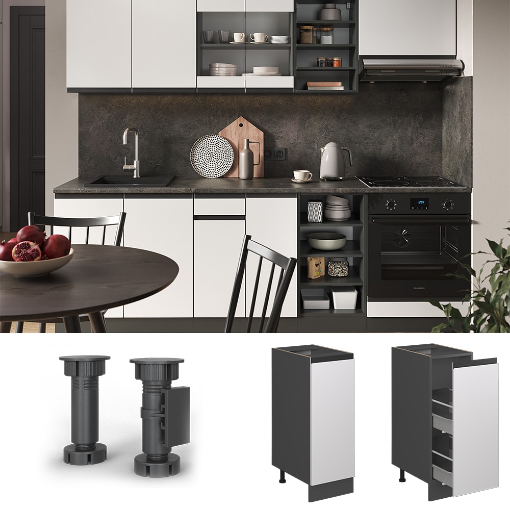 Vicco Apothekerunterschrank K&uuml;chenschrank K&uuml;chenm&ouml;bel R-Line J-Shape Anthrazit Wei&szlig; 30 cm modern - Bild 1