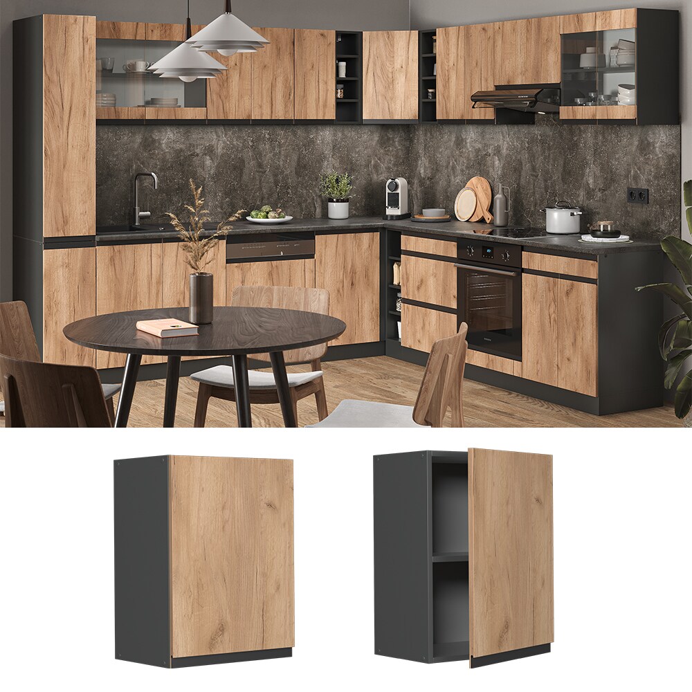 Vicco H&auml;ngeschrank K&uuml;chenschrank K&uuml;chenm&ouml;bel R-Line J-Shape Anthrazit Eiche 45 cm modern - Bild 1