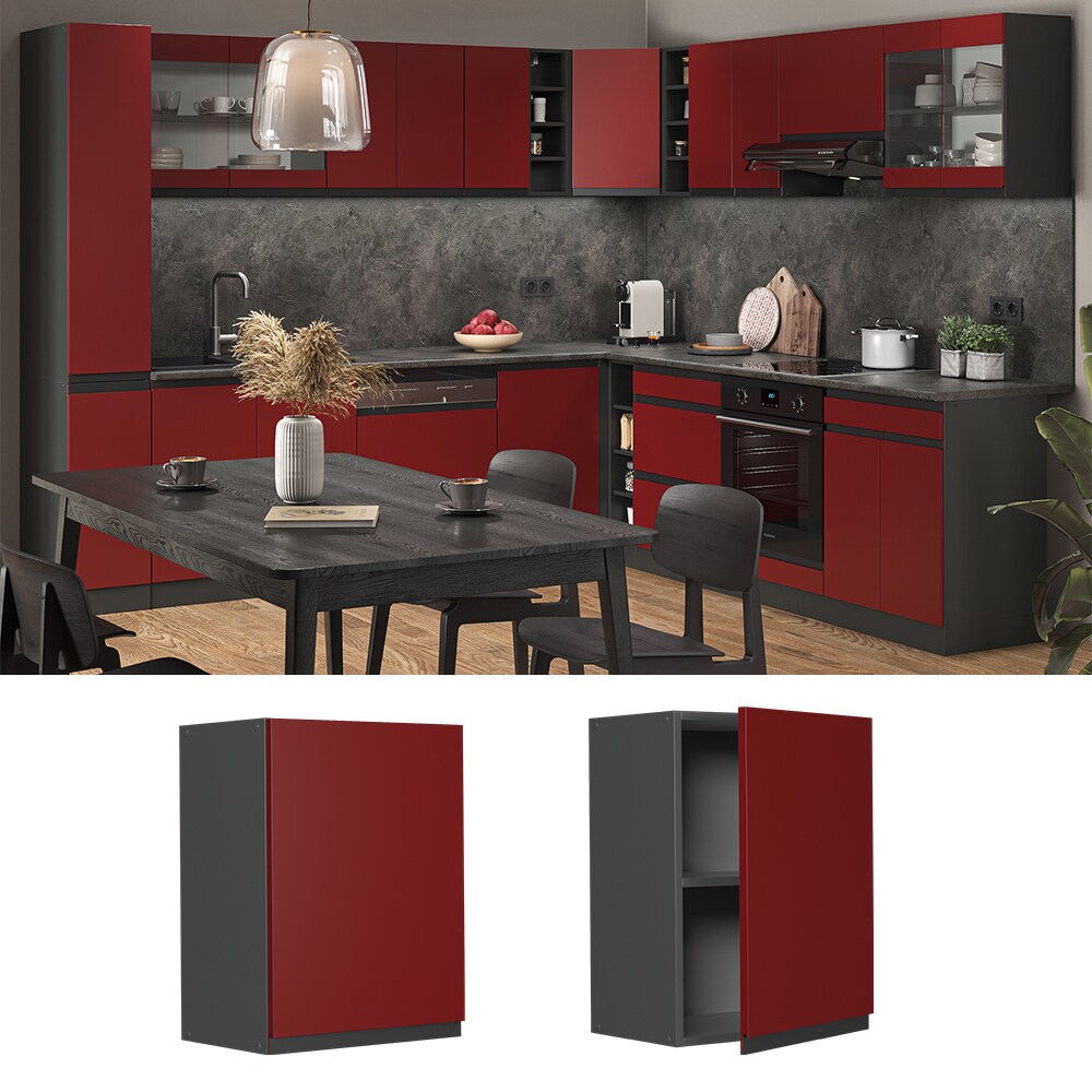 Vicco Hängeschrank Küchenschrank Küchenmöbel R-Line J-Shape Anthrazit Rot 45 cm modern