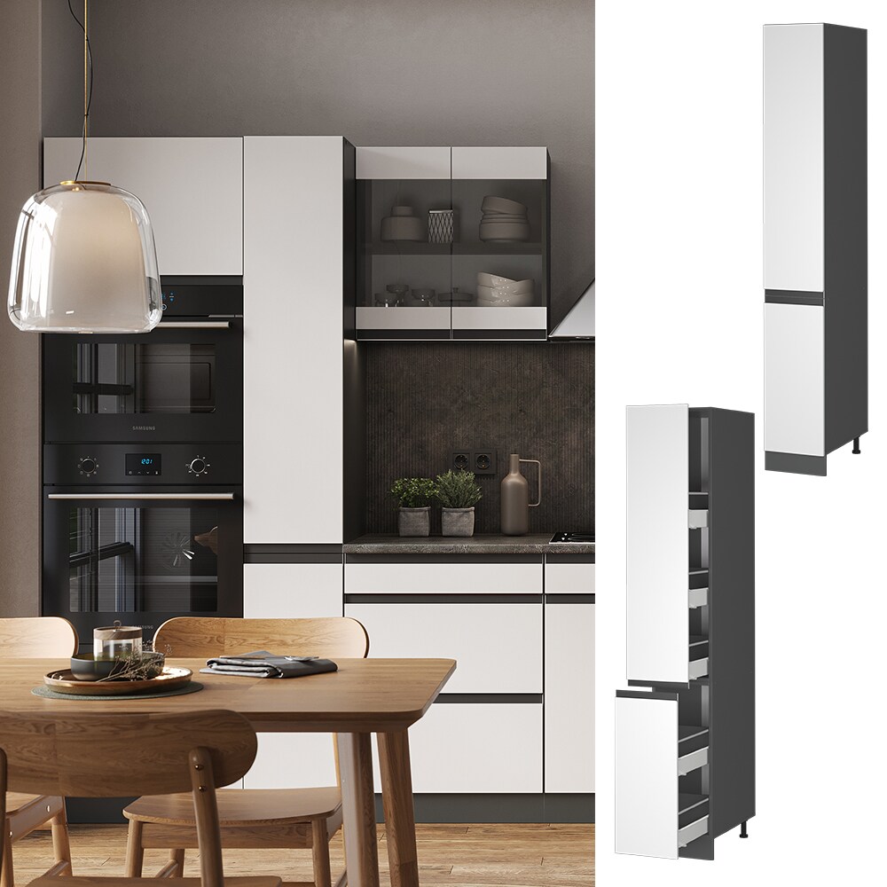 Vicco Apothekerhochschrank K&uuml;chenschrank K&uuml;chenm&ouml;bel R-Line J-Shape Anthrazit Wei&szlig; 30 cm modern - Bild 1