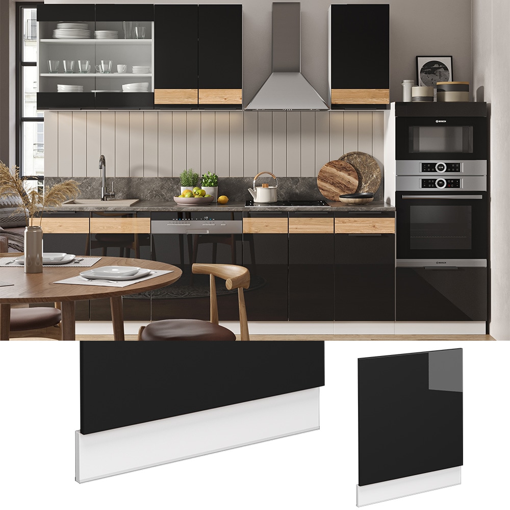 Vicco Geschirrsp&uuml;lerblende Geschirrsp&uuml;lfront K&uuml;chenm&ouml;bel Fame-Line Wei&szlig; Schwarz 60 cm modern Hochglanz - Bild 1