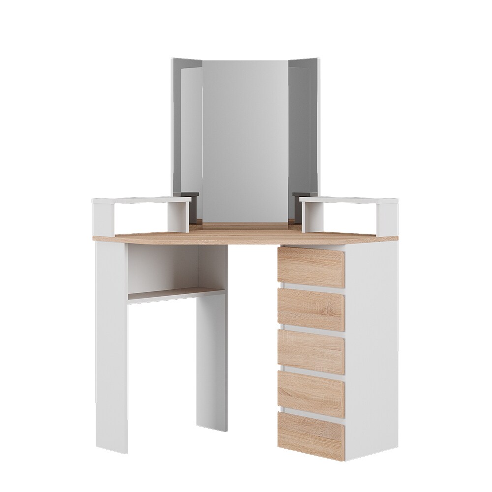Vicco Eckschminktisch Frisiertisch Frisierkommode Tilda Wei&szlig; Sonoma Spiegel 110x140 cm modern Ablage - Bild 1