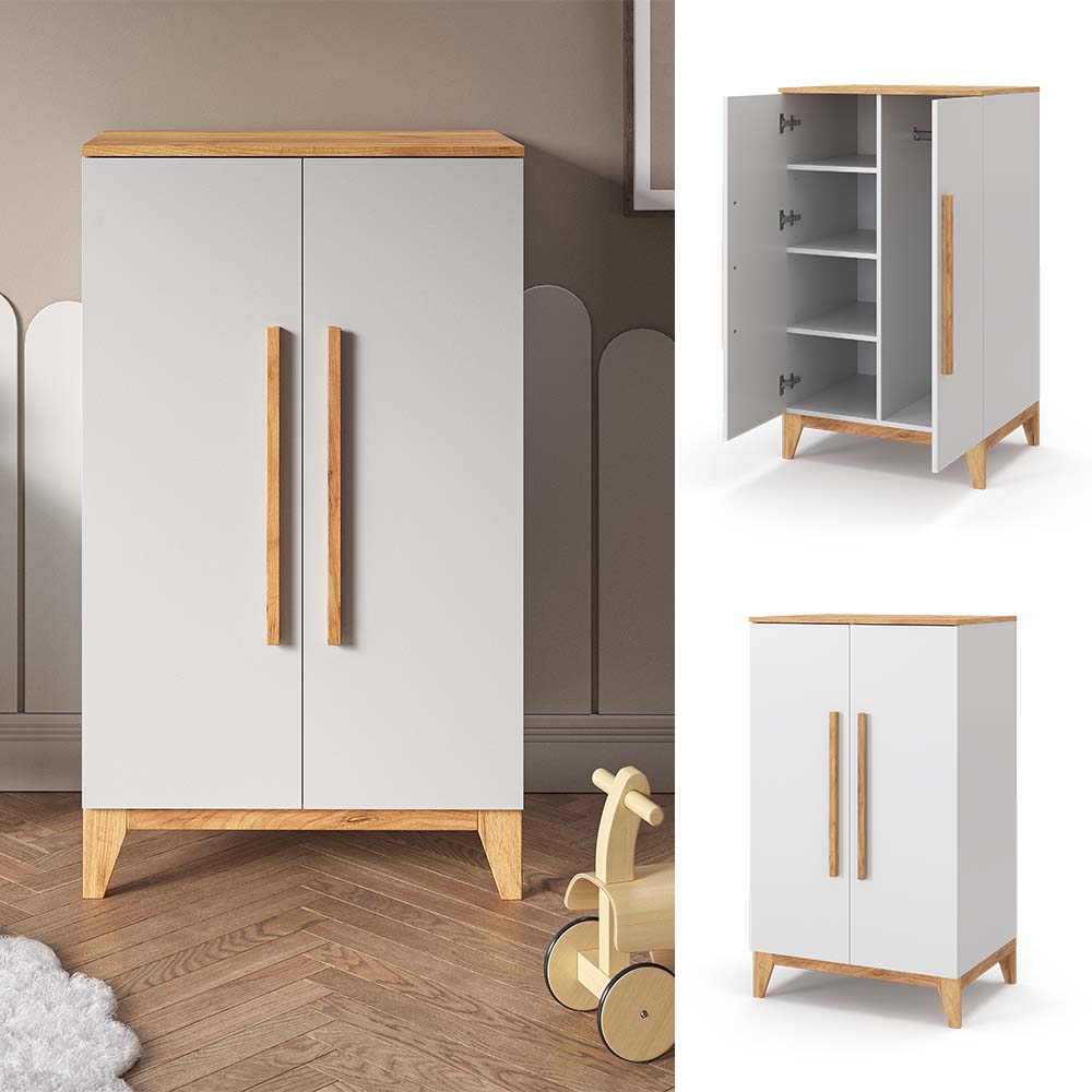 VitaliSpa Kleiderschrank Malia 120x70cm wei&szlig;, Schrank f&uuml;r Kinderzimmer, 4 F&auml;cher - Bild 1