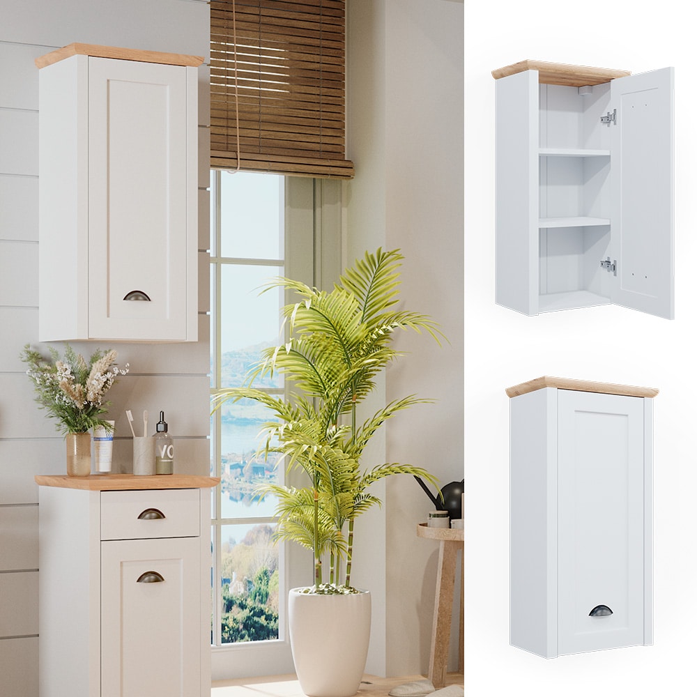 Vicco Badschrank Nino 39x77cm, H&auml;ngeschrank f&uuml;r Badezimmer in Wei&szlig;-Artisan - Bild 1