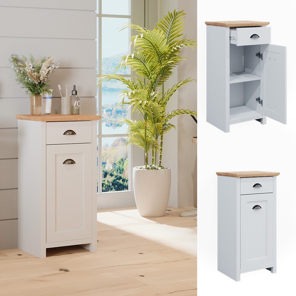 Vicco Badschrank Nino 39x79cm, schmaler Schrank f&uuml;r Badezimmer in Wei&szlig;-Artisan - Bild 1