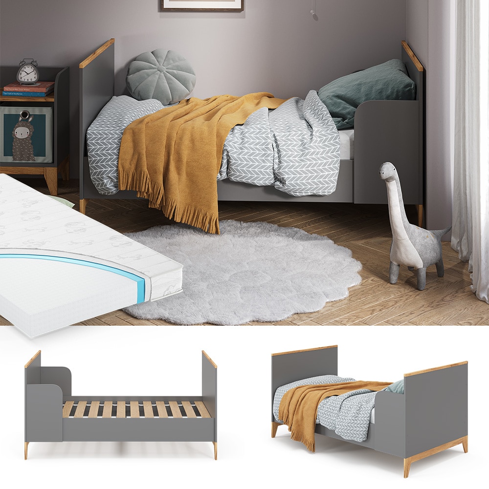 VitaliSpa Kinderbett Malia 160x80 grau mit Lattenrost, Bett f&uuml;r M&auml;dchen & Jungen - Bild 1