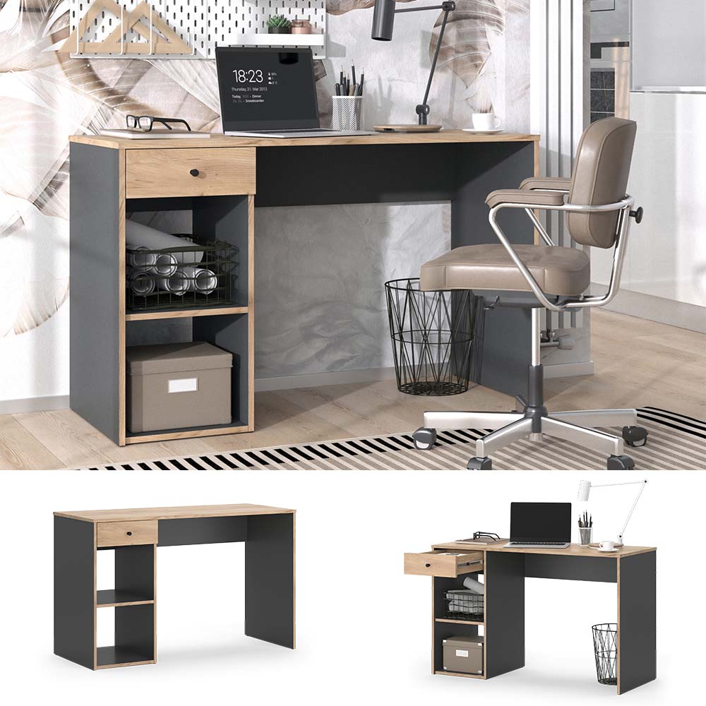 Vicco Schreibtisch Sirio 120x75cm, Goldkraft/Anthrazit, B&uuml;rotisch mit Schublade - Bild 1