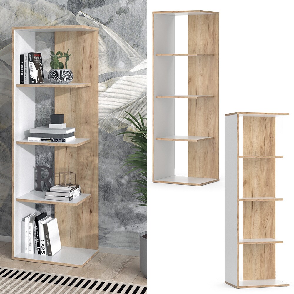 Vicco Standregal Paco 44x140cm, Goldkraft/Wei&szlig;, B&uuml;cherregal mit 4 Ablagen - Bild 1