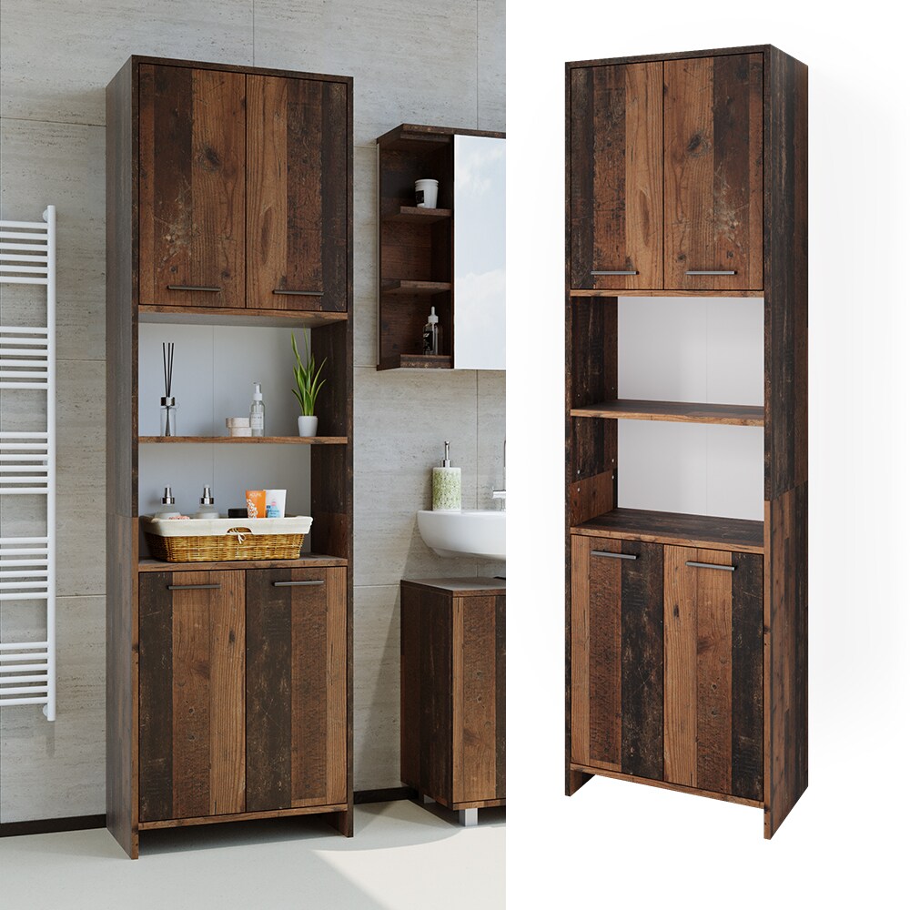 Vicco Badschrank Badezimmerschrank Hochschrank Maris Old Style 56x190 cm modern Aufbewahrungsschrank Badregal Beistellschrank Mehrzweckschrank Doppelt&uuml;renschrank - Bild 1