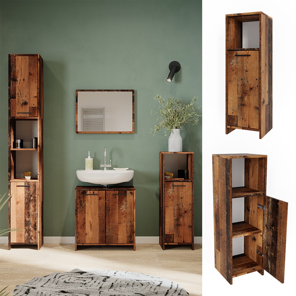 Vicco Midischrank Badschrank Badezimmerm&ouml;bel Kiko Old Style 30x95 cm modern Badezimmer Schrank Badm&ouml;bel Schrankt&uuml;r Schrankregal Schrankfach - Bild 1