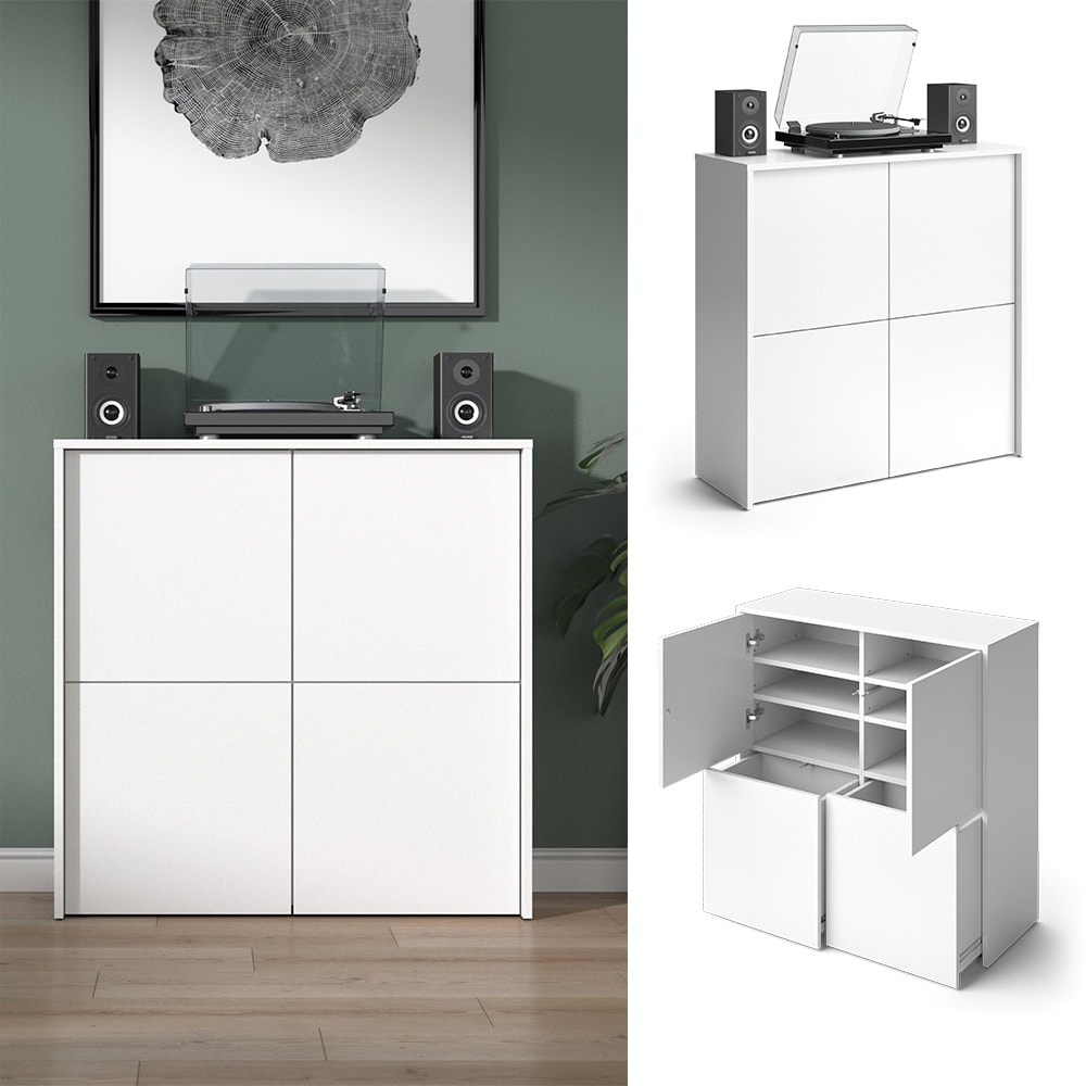 Vicco Kommode mit 2 Schubladen Dice, 85x85cm, wei&szlig;, Highboard f&uuml;r Wohnzimmer - Bild 1
