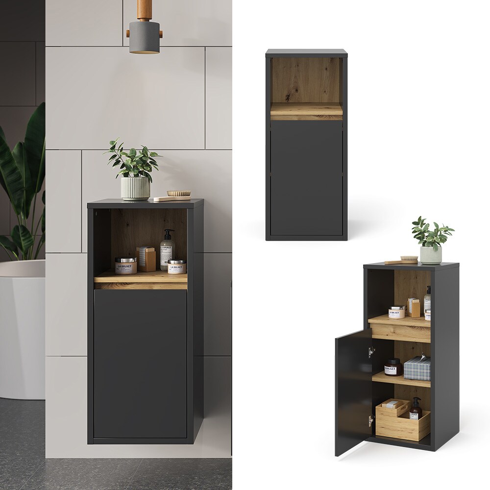 Vicco Midischrank Badschrank Badezimmermöbel Viola Anthrazit Eiche modern 38x80 Badezimmer Schrank Badmöbel Schranktür Schrankfach Ablage Aufbewahrung