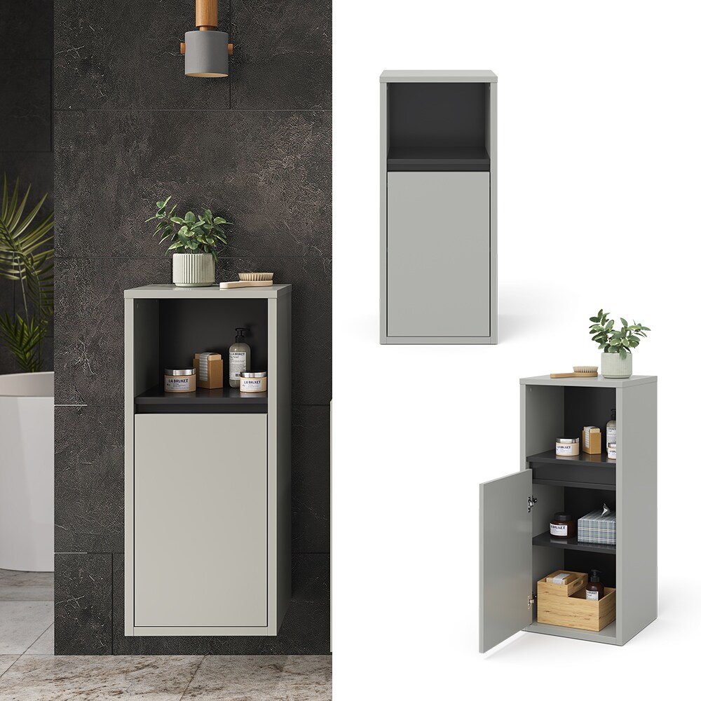 Vicco Midischrank Badschrank Badezimmerm&ouml;bel Viola Grau Anthrazit modern 38x80 Badezimmer Schrank Badm&ouml;bel Schrankt&uuml;r Schrankfach Ablage Aufbewahrung - Bild 1