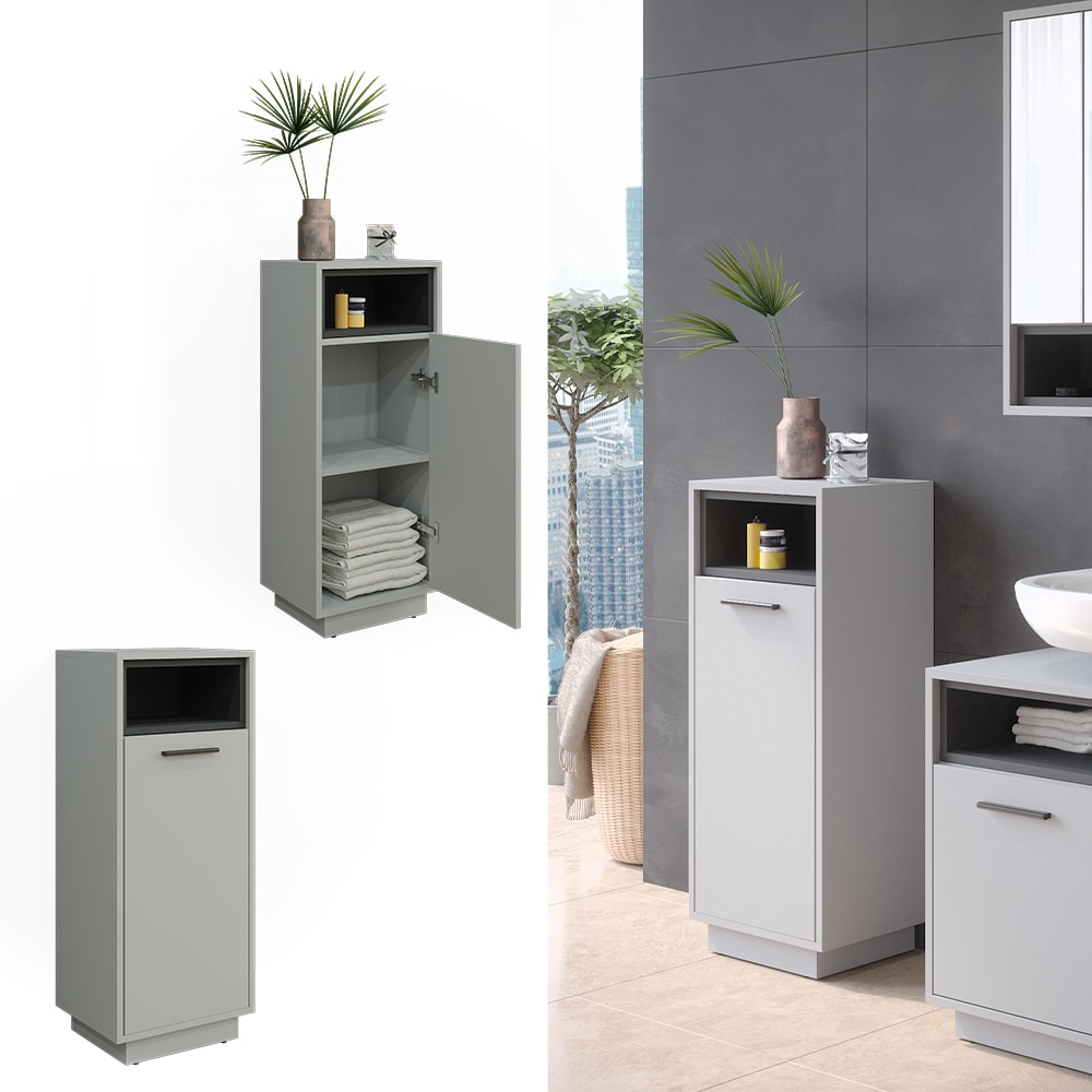 Vicco Midischrank Badschrank Badezimmerm&ouml;bel Beatrice Grau Anthrazit modern 38x80 Badezimmer Schrank Badm&ouml;bel Schrankt&uuml;r Schrankfach Ablage Aufbewahrung - Bild 1