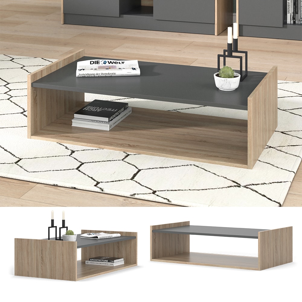 Vicco Couchtisch Valentin 90x50cm, Sonoma Anthrazit, Kaffeetisch f&uuml;r Wohnzimmer - Bild 1