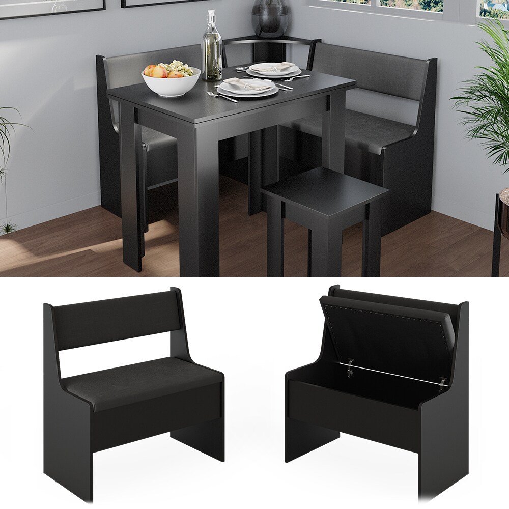 Vicco K&uuml;chenbank Sitzbank Esszimmerbank Roman Schwarz 77 cm modern Truhenbank Eckbankgruppe Esszimmergruppe K&uuml;chensitzgruppe Sitzbankgruppe K&uuml;chenm&ouml;bel Polsterm&ouml;bel - Bild 1