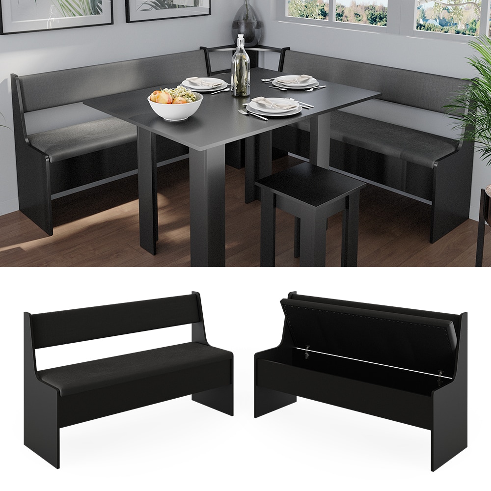 Vicco K&uuml;chenbank Sitzbank Esszimmerbank Roman Schwarz 137 cm modern Truhenbank Eckbankgruppe Esszimmergruppe K&uuml;chensitzgruppe Sitzbankgruppe K&uuml;chenm&ouml;bel Polsterm&ouml;bel - Bild 1