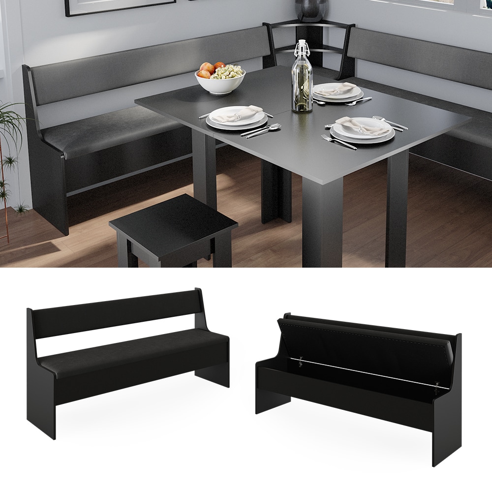 Vicco K&uuml;chenbank Sitzbank Esszimmerbank Roman Schwarz 167 cm modern Truhenbank Eckbankgruppe Esszimmergruppe K&uuml;chensitzgruppe Sitzbankgruppe K&uuml;chenm&ouml;bel Polsterm&ouml;bel - Bild 1
