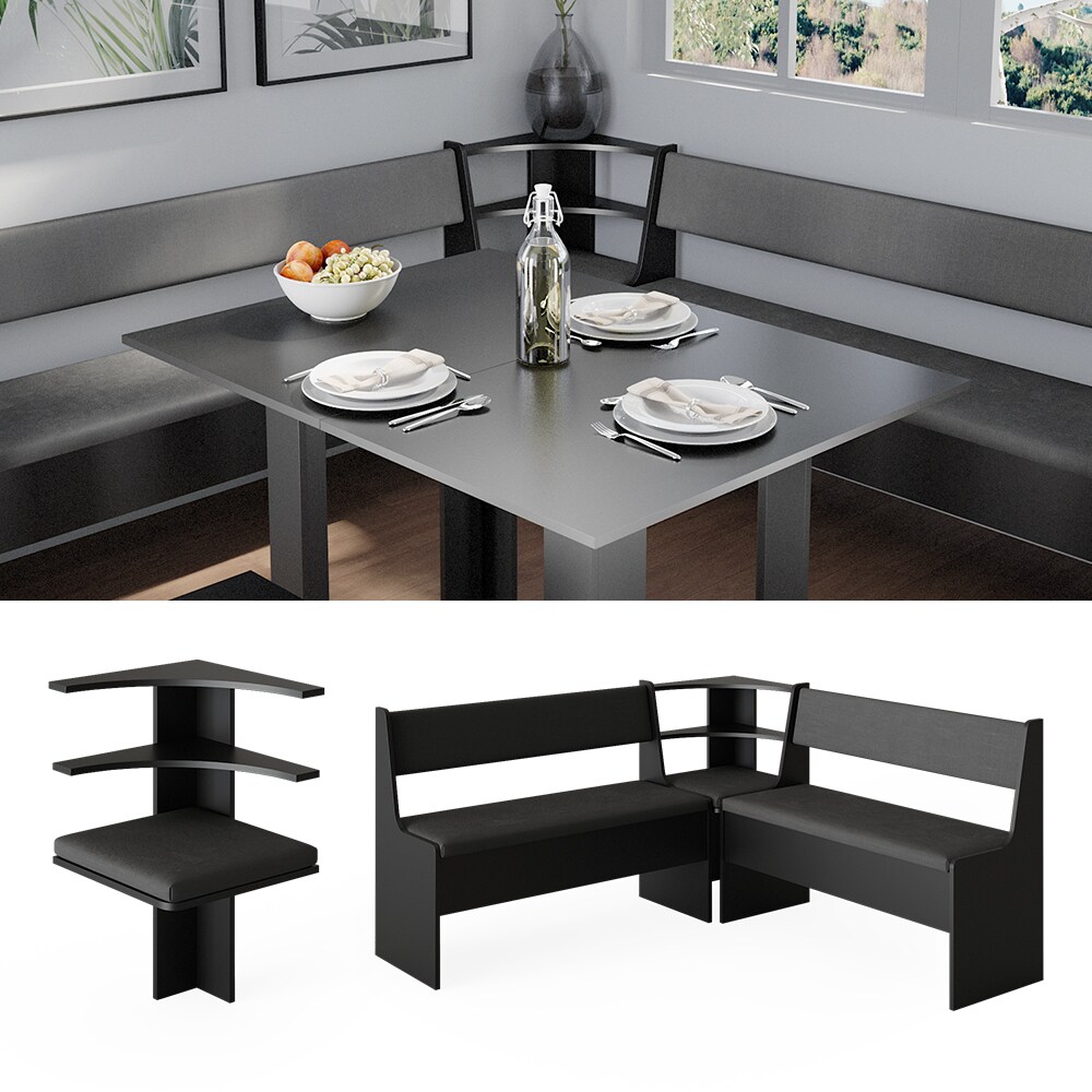 Vicco Eckbank Sitzecke K&uuml;chenbank Roman Schwarz 44 cm modern Sitzbank Esszimmerbank Eckbankgruppe Esszimmergruppe K&uuml;chensitzgruppe Sitzbankgruppe K&uuml;chenm&ouml;bel Polsterm&ouml;bel - Bild 1