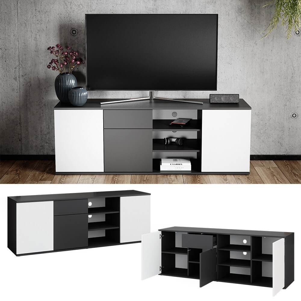 Vicco TV-Lowboard Nando, Anthrazit Wei&szlig;, 160 x 56,6 cm, Fernsehtisch - Bild 1