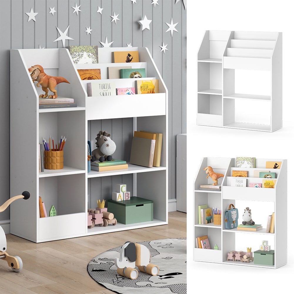 Vicco Kinderregal B&uuml;cherregal Wandregal Luigi Wei&szlig; 100x114 cm modern Kinderzimmer Regal Spielzeugregal Dekoregal Standregal Aufbewahrungsregal W&uuml;rfelregal Ablage Fach freistehend - Bild 1