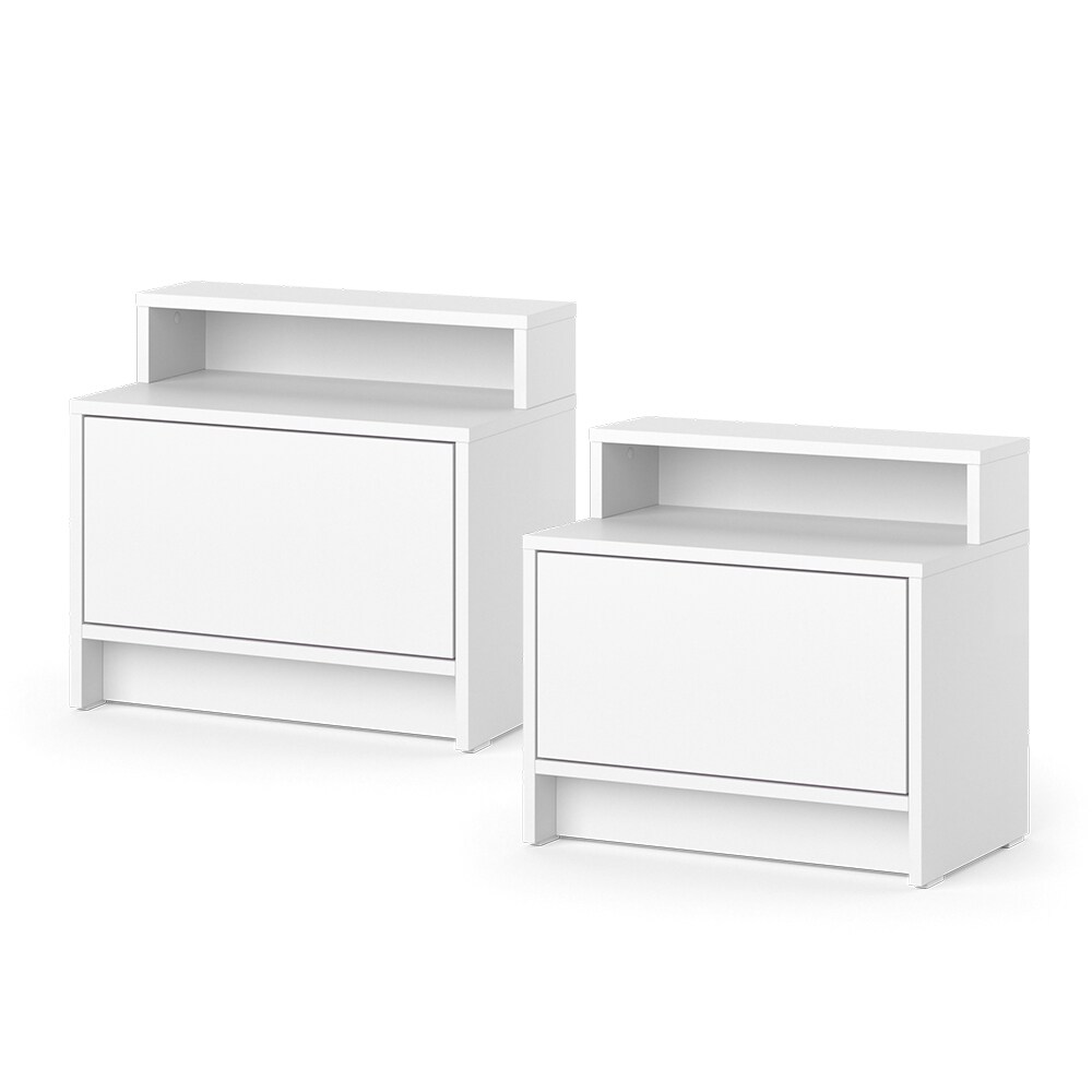 Vicco Nachtschrank Nara 2er Set 50 x 46 cm, Wei&szlig;, Nachttische mit Schublade - Bild 1