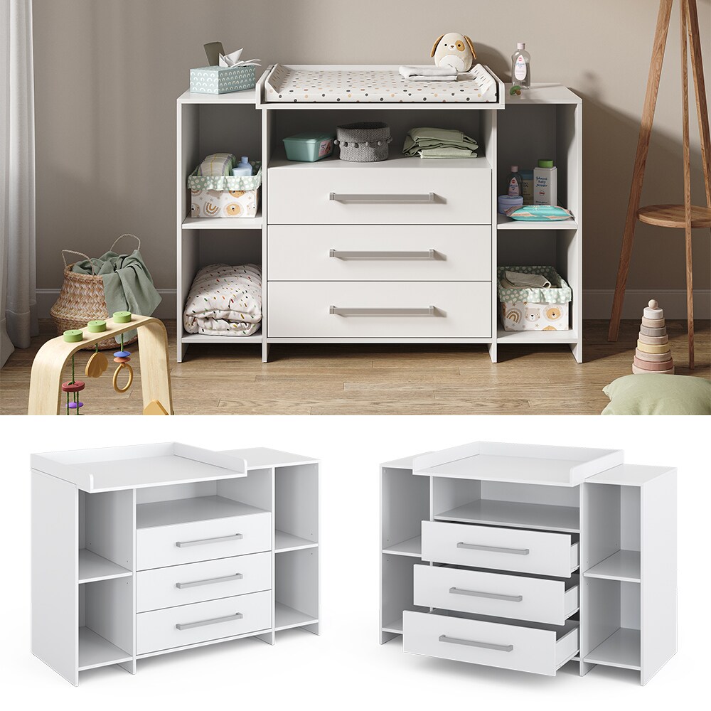 Vicco Wickelkommode Oskar XL 143 x 100 cm, Weiß, Wickeltisch inkl. Wickelauflage | 04066731272341