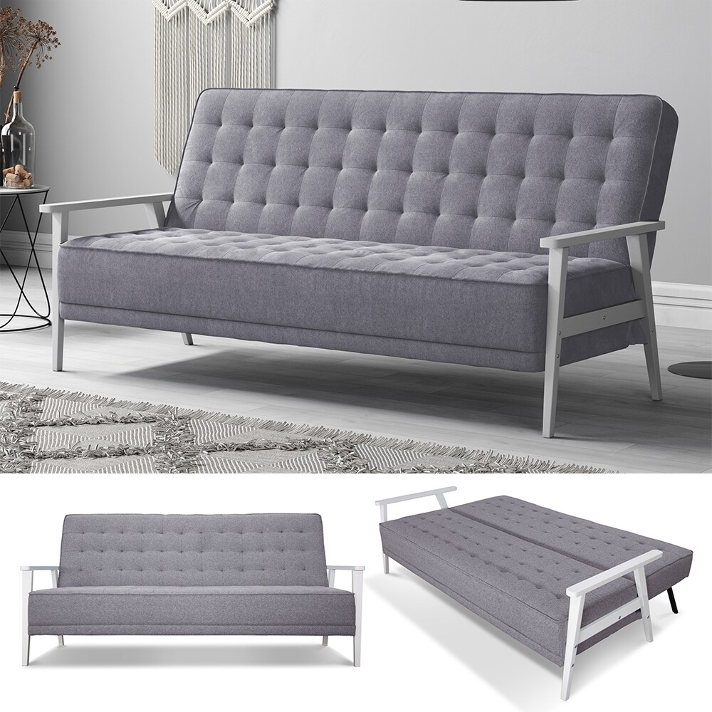VitaliSpa Schlafsofa Dion mit Klappfunktion, Grau, moderne 3-Sitzer Gästecouch | 04066731271603