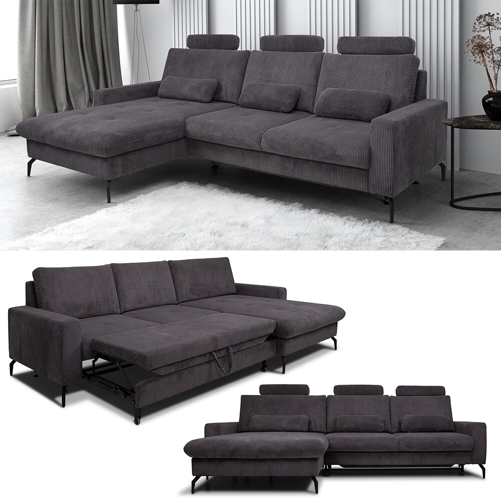 VitaliSpa Wohnlandschaft mit Schlaffunktion Anthrazit, Schlafsofa mit Bettkasten - Bild 1