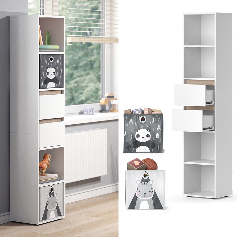 Vicco Kinderregal Bücherregal Standregal Robert Weiß 36 x 171 cm modern Faltboxen Kinderzimmer Regal Wandregal Aufbewahrungsregal Spielzeugaufbewahrung | 04066731268535