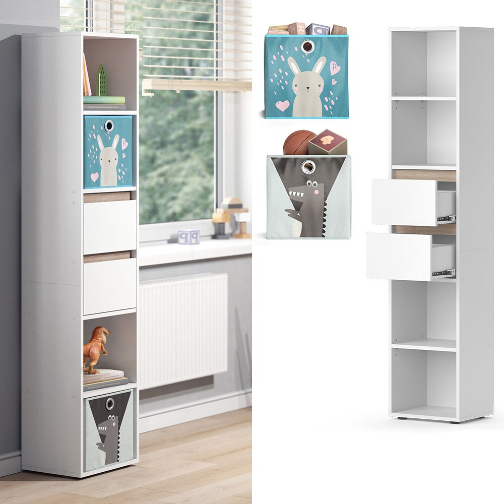 Vicco Kinderregal Bücherregal Standregal Robert Weiß 36 x 171 cm modern Faltboxen Kinderzimmer Regal Wandregal Aufbewahrungsregal Spielzeugaufbewahrung | 04066731268542