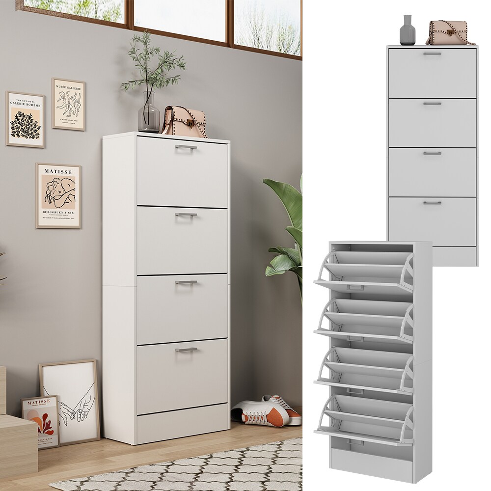Oskar-Store Schuhkipper Georg Weiß, 63 x 150 cm, Schuhschrank mit 4 Fächer, modern | 04066731275946