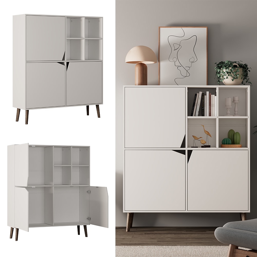 Oskar-Store Kommode Ariana 100 x 30 cm, Wei&szlig;, Wohnzimmerschrank, Sideboard, modern - Bild 1