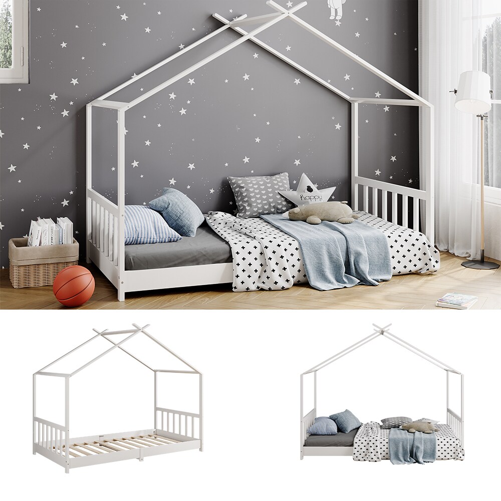 Vitalispa Kinderbett Bettenhaus Einzelbett FrederickeWeiß 160 x 80 cm modern Kinderzimmer Bett Lattenrost Rausfallschutz | 04066731278077