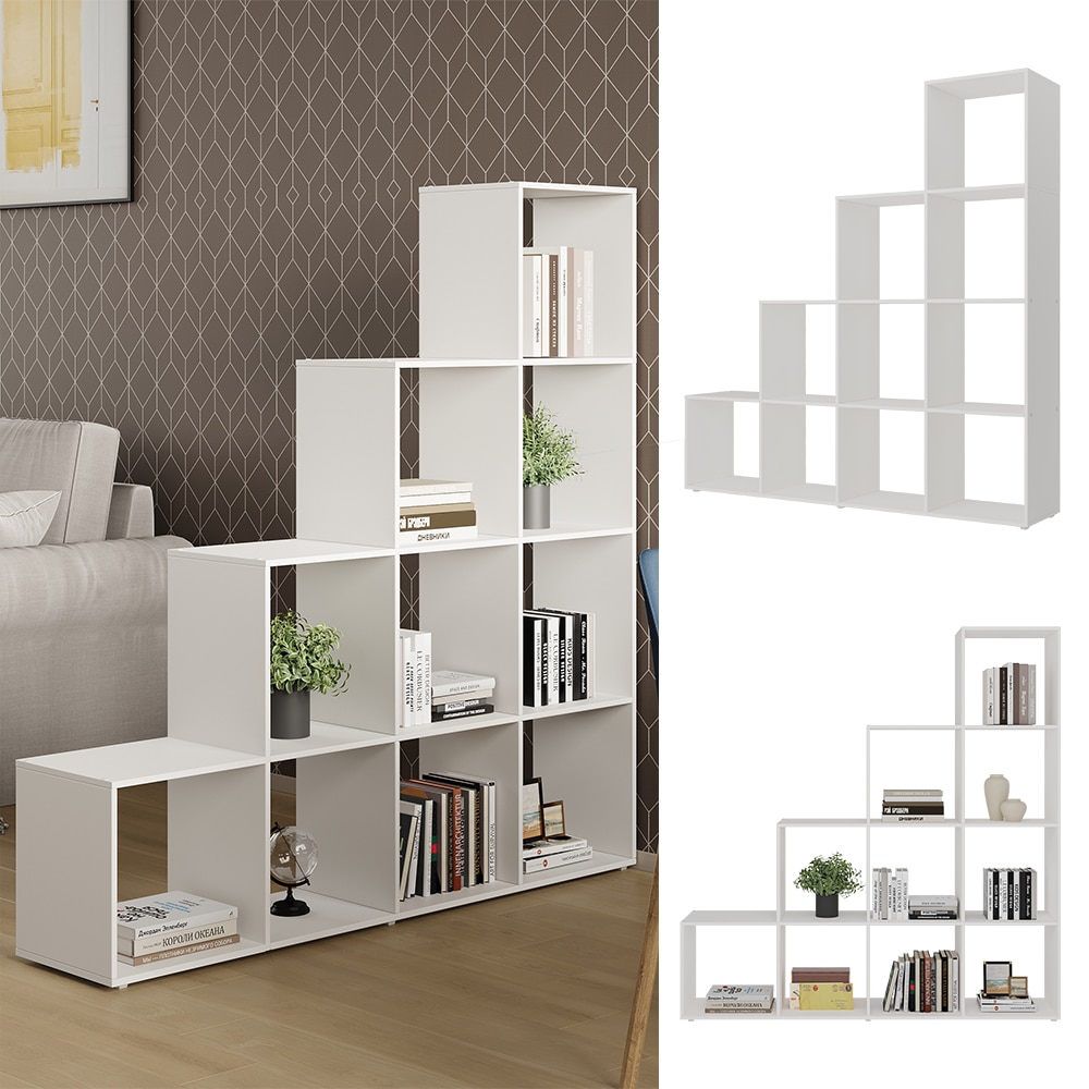 Vicco Treppenregal Aramis Wei&szlig;, 138 x 143 cm, Standregal mit 10 F&auml;cher - Bild 1