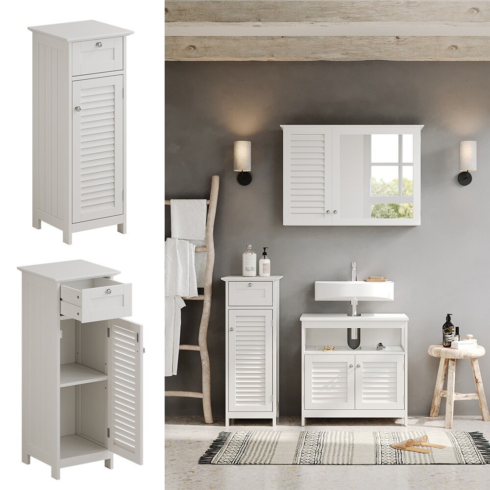 Vicco Midischrank Riad 32 x 87 cm, Wei&szlig;, T&uuml;r, Schublade, Badezimmer - Bild 1