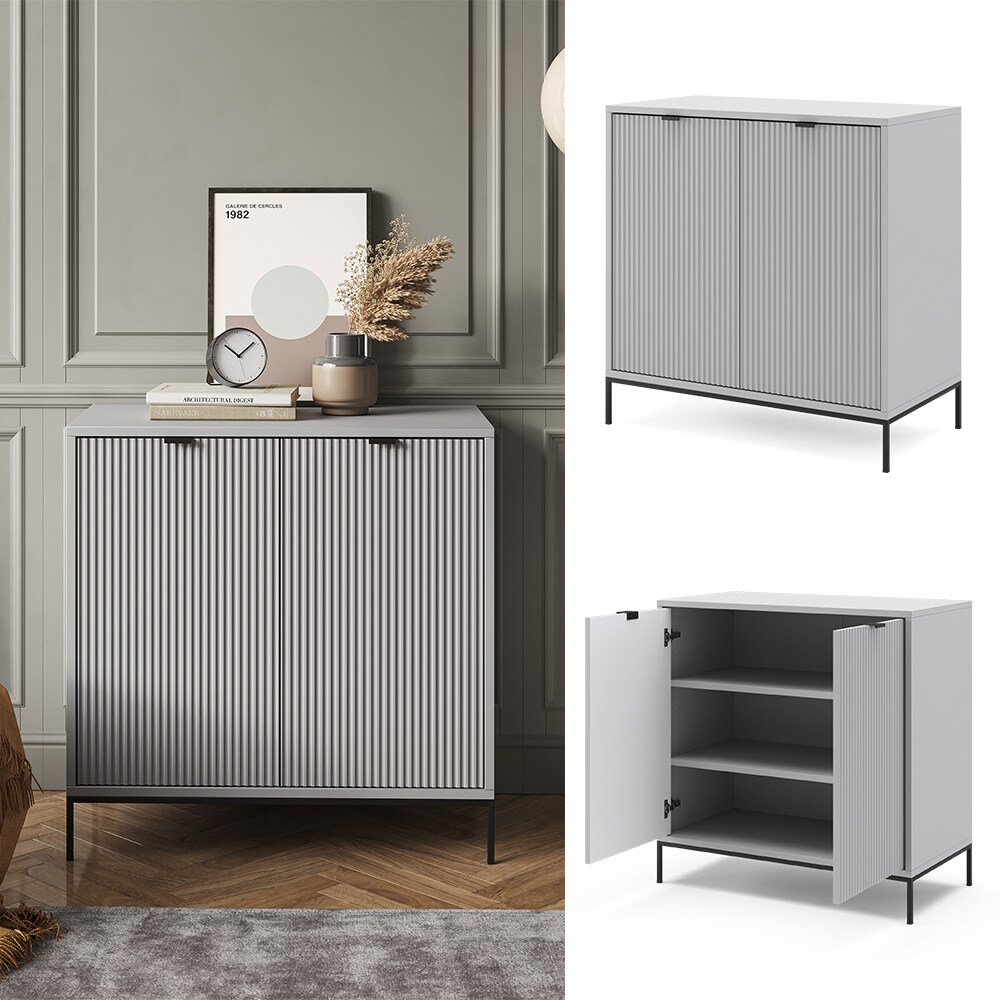 Vicco Kommode Eliza, Grau 80 x 42 cm, mit 2 T&uuml;ren, Wohnzimmer, Schlafzimmer - Bild 1