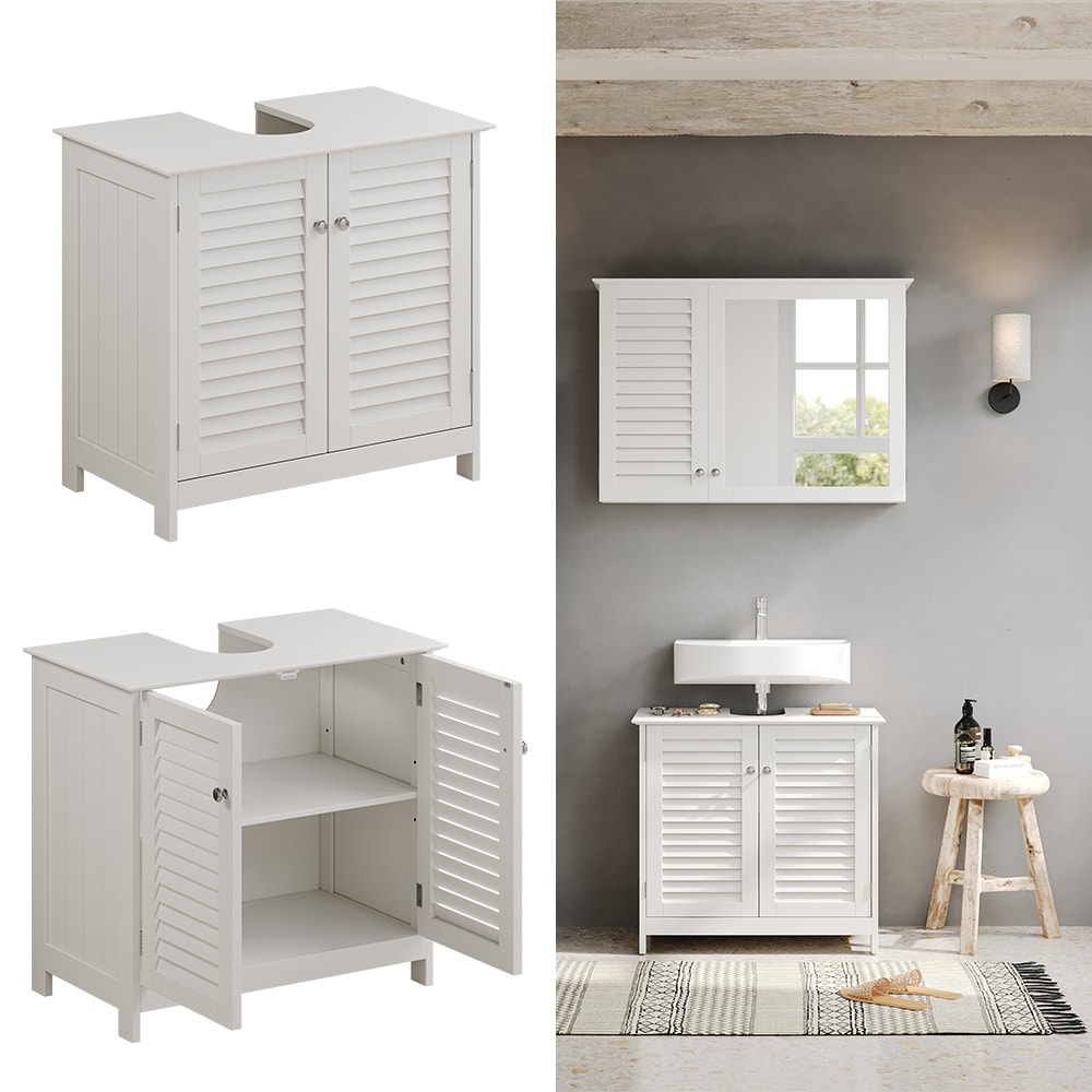 Vicco Waschtischunterschrank Riad, 60 x 58 cm, Wei&szlig;, 2 T&uuml;ren, Badezimmer - Bild 1