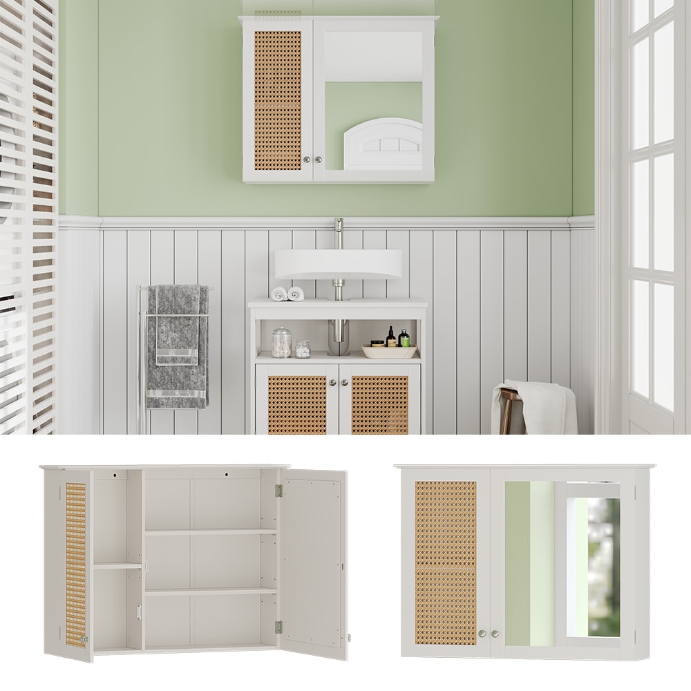 Vicco Spiegelschrank Rosario 60 x 49 cm, Wei&szlig;, mit 2 T&uuml;ren, Badezimmer, modern - Bild 1