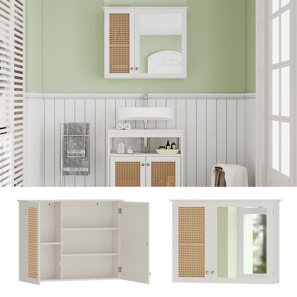 Vicco Spiegelschrank Rosario 60 x 49 cm, Weiß, mit 2 Türen, Badezimmer, modern | 04066731336777