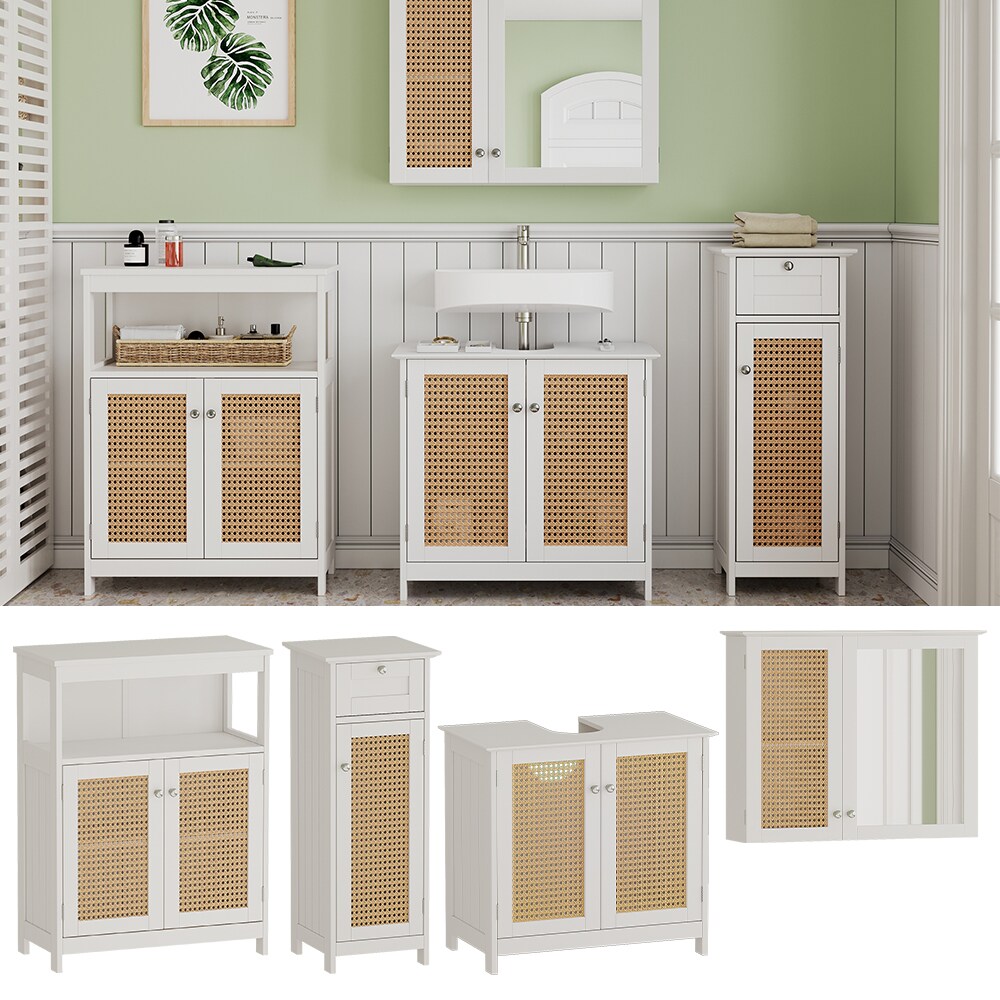 Vicco Badm&ouml;bel-Set Rosario, Wei&szlig;, moderne Serie, Badezimmer, dekorative Front, Spiegelschrank, Waschtischunterschrank, Midischrank, Sideboard - Bild 1