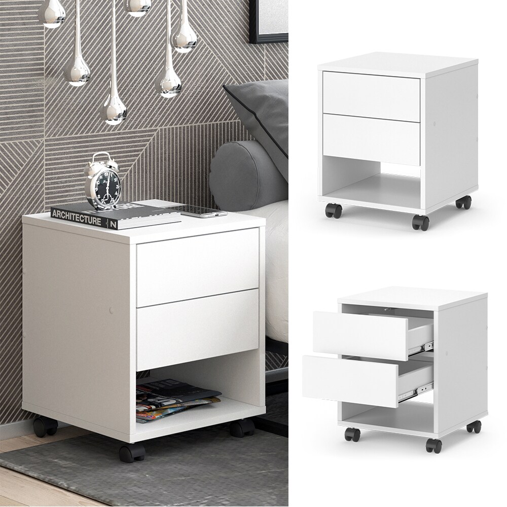 Vicco Hocker mit Schublade Jons, 37 x 37 cm, Weiß, Sitzhocker, Stauraum, Büromöbel | 04066731275953