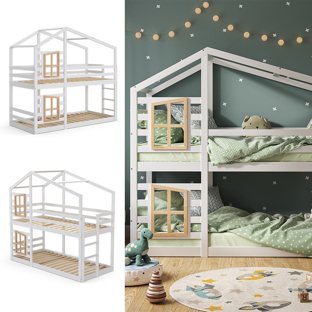 Vitalispa Doppelstockbett Maja 200 x 90 cm Weiß mit Leiter, Etagenbett, 2 Kinder | 04066731273669