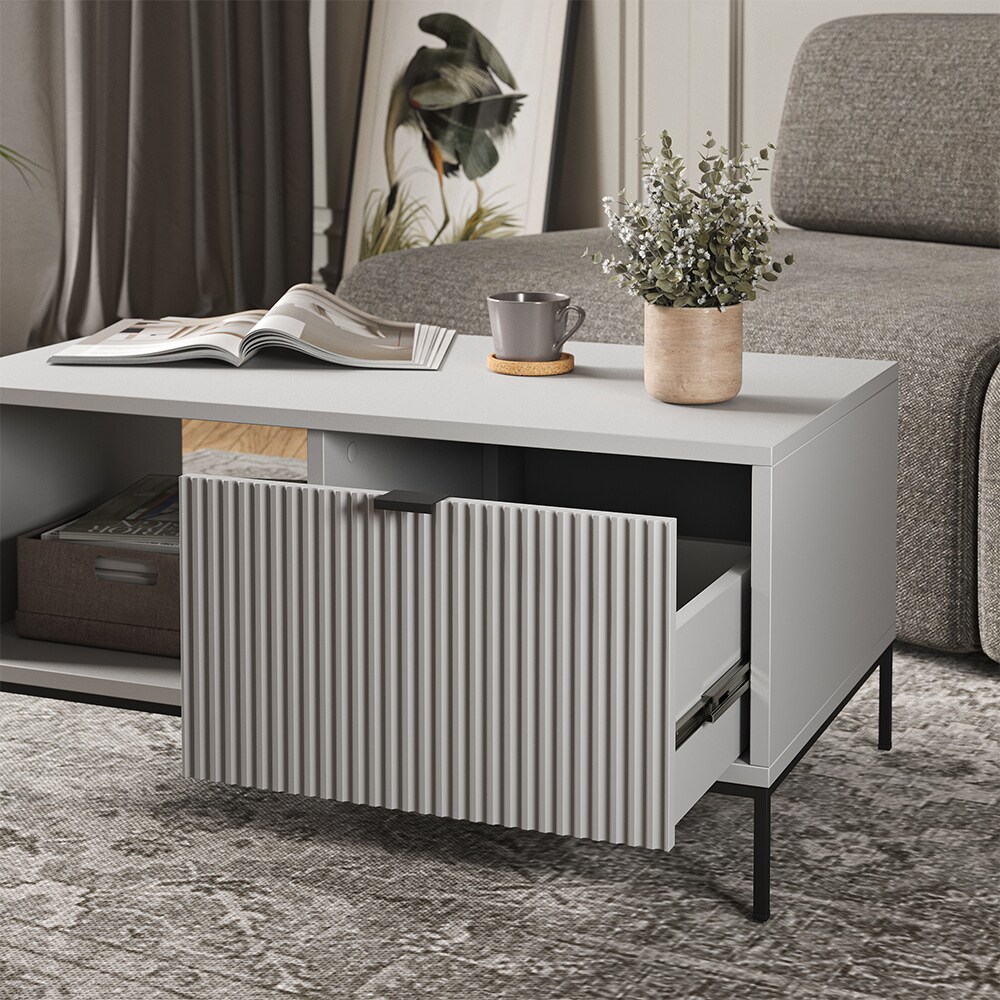 Vicco Couchtisch Eliza 90 x 50 cm, Grau, moderner Wohnzimmertisch mit Schublade online kaufen bei Netto
