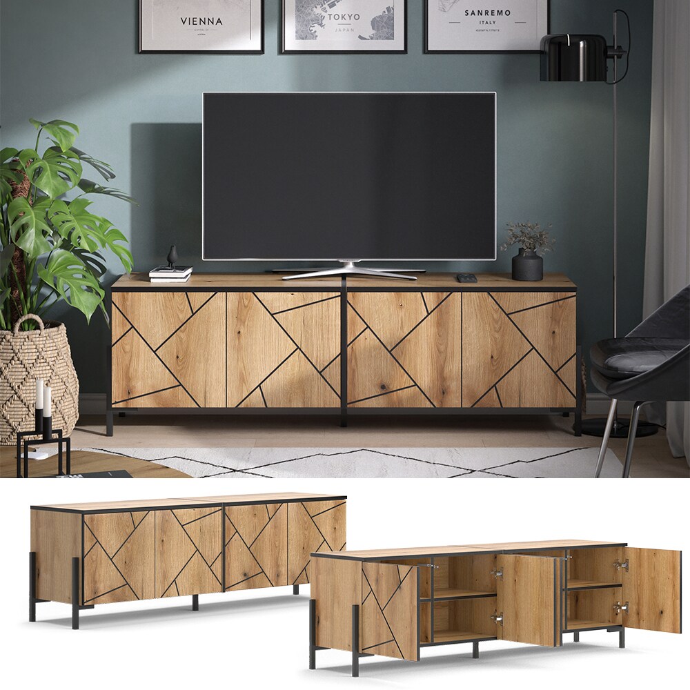 Vicco TV-Lowboard Hatto, Eiche Evoke, 156,8 x 50 cm, Fernsehtisch, Wohnzimmer - Bild 1