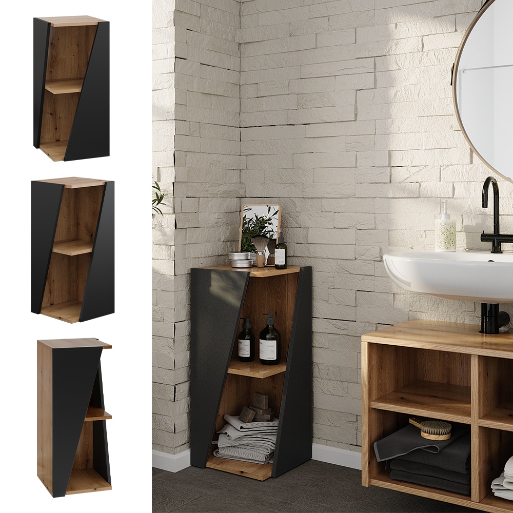 Vicco Badregal Benno, 31,6 x 70,5 cm, Anthrazit-Eiche, 3 Ablagen, modern, schmal, Badezimmer - Bild 1